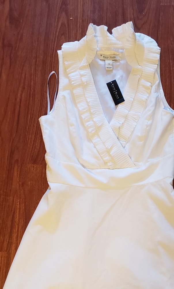 NEW WHBM white sun dress w/ ruffled collar SZ8